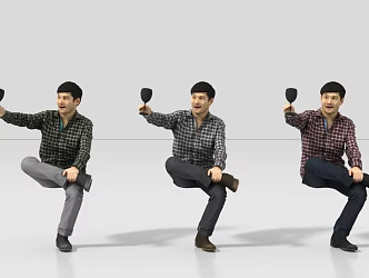 Drinking, toasting, eating, drinking, drinking 3d model