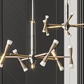 Sleek Modern Multi Arm Chandelier With Metal Frame And White Lamp Heads For Interior Design