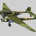 Vintage Green Painted Fighter Aircraft With Twin Propellers And Cross Insignia On Wings