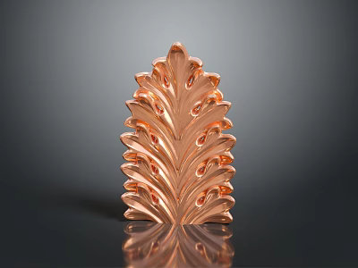 Copper Leaf Shaped Decorative Ornament With Intricate Texture And Shiny Surface 3d model