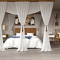 New Chinese Style Bedroom Gauze Mantle Bedroom Original Ecological Furniture 3d model