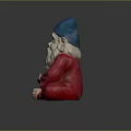 Game And Movie Character With Blue Hat Long White Beard Red Robe Clasped Hands Sitting