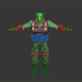 Clown Character With Red White Makeup Tactical Vest Camouflage Pants Arm Decorations