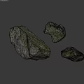 Three Natural Rockery Stones With Mossy Green Surface And Decorative Natural Appearance
