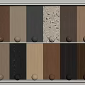 Diverse Wooden Wall Paneling Samples with Various Colors Textures and Decorative Balls