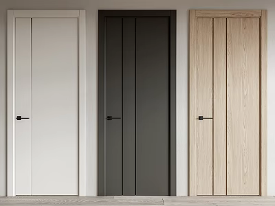 Modern Hinged Doors in White Dark Gray and Natural Wood for Home Interior 3d model
