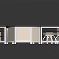 Modern Corner Bar Counter Design With White Countertop Storage Cabinets And Four Stools