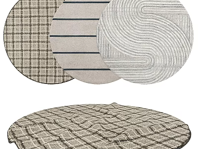 Round Rugs with Various Patterns in Neutral Tones for Home Decor Collection 3d model