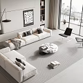 Modern Minotti Sofa Coffee Table Combination 3d model