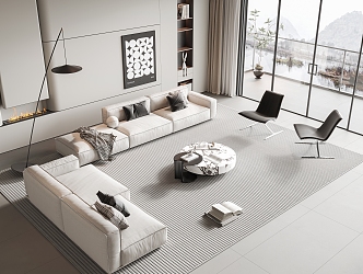 Modern Minotti Sofa Coffee Table Combination 3d model