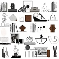 Minimalist Decorative Ornament Combination With Sculptures Books Frames And Geometric Shapes For Home Interior