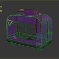 Purple Electronic Appliance with Green Triangle Blue QR Code Label Ventilation Grille and Base