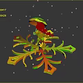 Cartoon Character In Mushroom Hat And Red Scarf Standing On Blue Snowflake With Falling Snowflakes