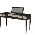 Modern Dressing Table With Wooden Frame Mirror And Drawer Storage For Bedroom