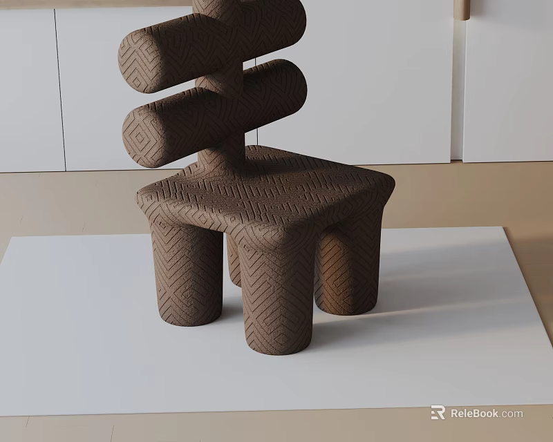 Brown Woven Leisure Chair With Unique Cylindrical Structure In Modern Minimalist Interior 3d model 