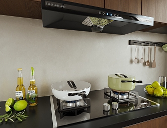 Modern Kitchen Stove Range Hood Gas Stove 3d model