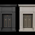 Classical Decorative Entrance Doors With Black And Light Gray Frames And Columns