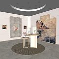 Elegant Modern Tea House Interior With Artwork Marble Decor And Tea Sets