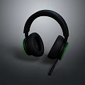 Black Computer Gaming Headset With Green Accents And Built In Microphone 3d model