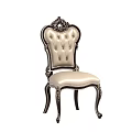 Classic Style Dining Chair With Intricate Carved Back And Beige Padded Seat