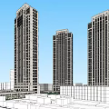 Modern High Rise Residential Buildings With Urban Green Areas And Cityscape View