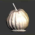 Decorative Pumpkin With Hand Drawn Design And Wicker Base On Black Surface