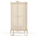 Classical White Wardrobe with Carved Details Double Doors and Drawers Elegant Design