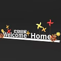 Welcome Home Decoration With Yellow Flowers Red Yellow Pinwheels And Black Background