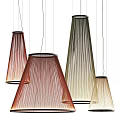 Striped Chandeliers in Red Green and Beige Hanging in Modern Interior