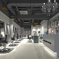 Modern Hair Salon Interior With Styling Chairs Mirrors Chandeliers And Reception Desk