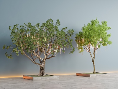 Arbor Landscape Big Tree Hanging Light Atmosphere Light Landscape Light Star Light Wishing Tree Ancient Tree 3d model