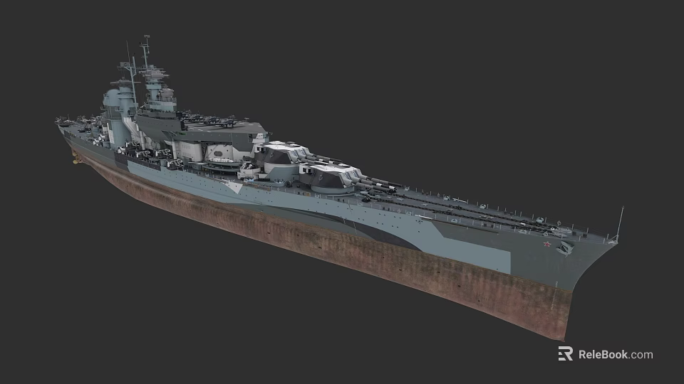 Detailed Large Battleship Featuring Turrets Deck Superstructure And Hull Design 3d model 