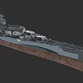 Detailed Large Battleship Featuring Turrets Deck Superstructure And Hull Design 3d model
