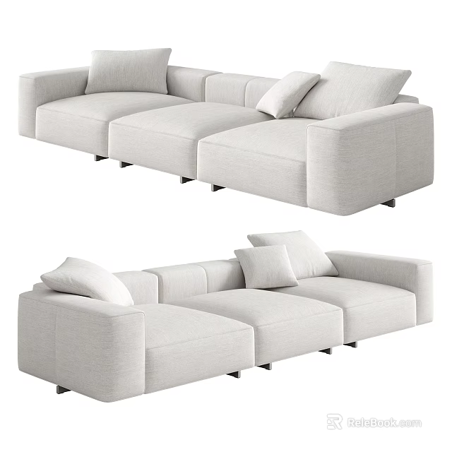 Modern Light Gray Sectional Sofa With Modular Design And Comfortable Living Room Cushions 3d model