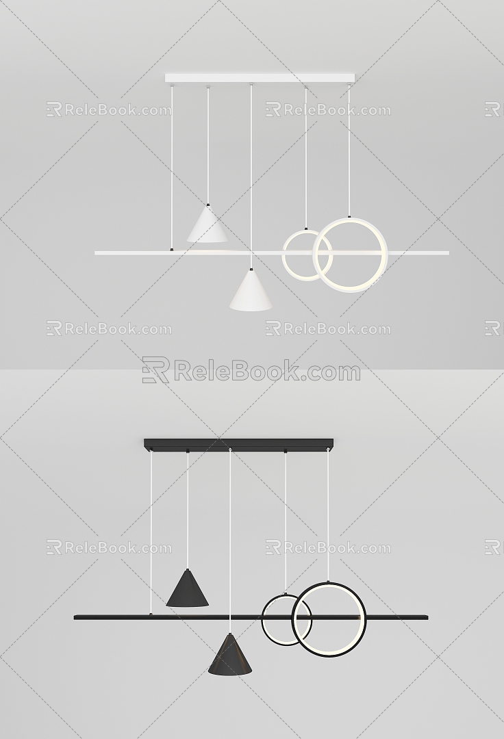 Modern minimalist long chandelier 3d model