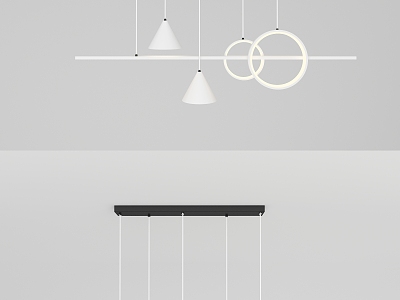 Modern minimalist long chandelier 3d model