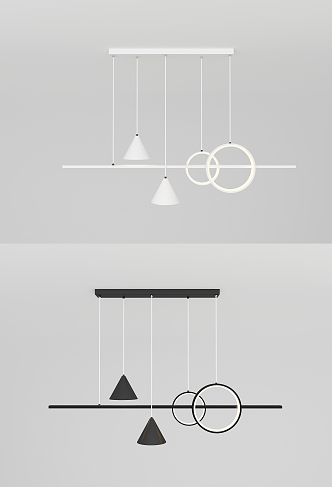 Modern minimalist long chandelier 3d model