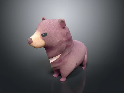 Cute Pink Bear Toy With White Collar And 3D Render Design 3d model