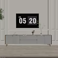 Modern TV Stand Design With Digital TV Screen Green Plants And Minimalist White Wall