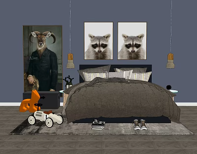 Nordic Double Bed Combination 3d model