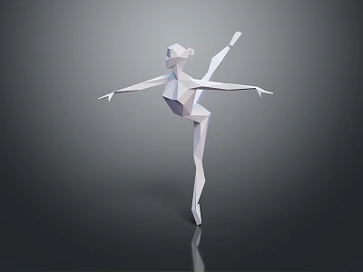 Low Poly Style Woman Dancer Standing On One Leg With Backward Leg And Outstretched Arms 3d model