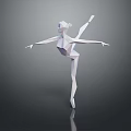 Low Poly Style Woman Dancer Standing On One Leg With Backward Leg And Outstretched Arms