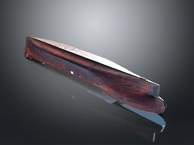 Handcrafted Dark Wooden Long Shaped Utensil With Natural Grain And Smooth Surface 3d model