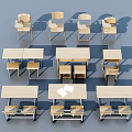 Various Wooden Desk And Chair Combinations For Study Or Office Use