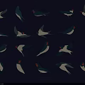 Decorative Swallow Wall Art With Various Flying Poses And Stylish Design