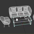 Modern Living Room Furniture Set With Sofa Chairs Coffee Table Cushions Plant And Book