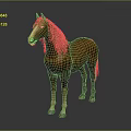 Brown Horse With Golden Mane White Muzzle And Light Colored Hooves Standing Against Gray Background