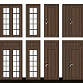 Wooden Swing Doors Featuring Various Glass Panel And Solid Design Options 3d model