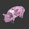 3D Pig Model With Geometric Design And Polygonal White Gray Orange Textured Surface