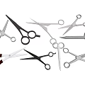 Assorted Scissors with Various Handle Designs and Blade Shapes